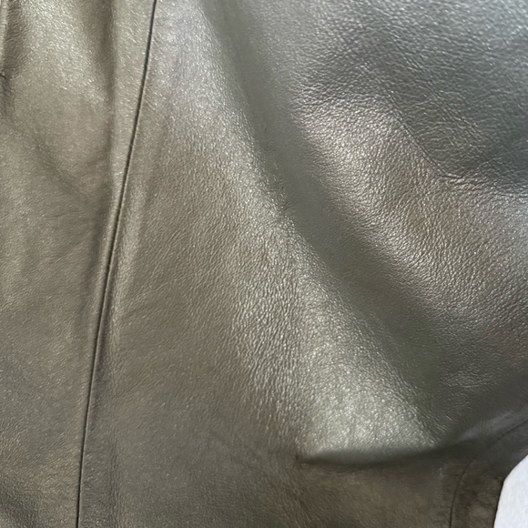 Vintage High Waist Genuine Leather Pants Grey With Subtle Silver Metallic Sheen - Picture 6 of 12